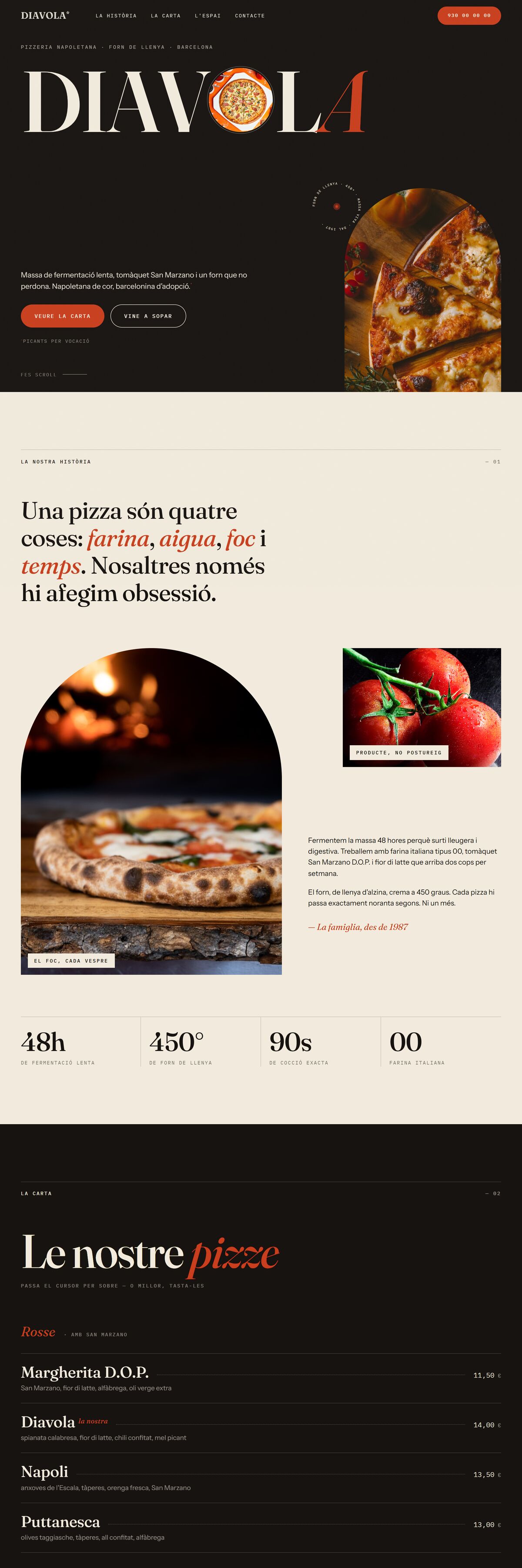 La web de la Pizzeria DIAVOLA (demo)