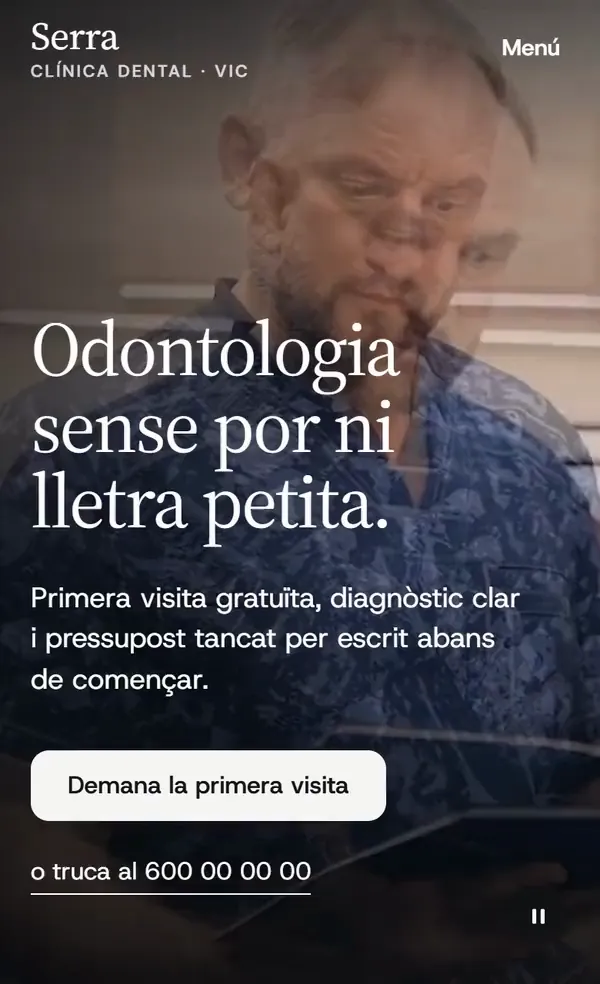 La web de la Clínica Dental Serra al mòbil (demo)