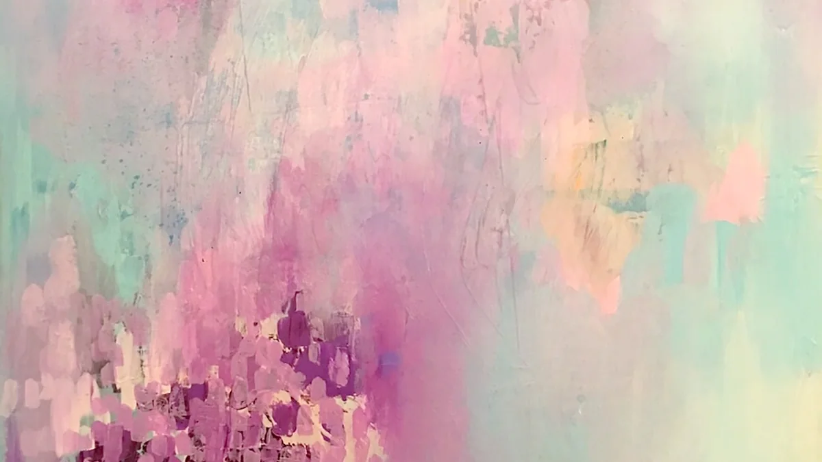 Detall de «Boira rosa»: la textura de la pintura